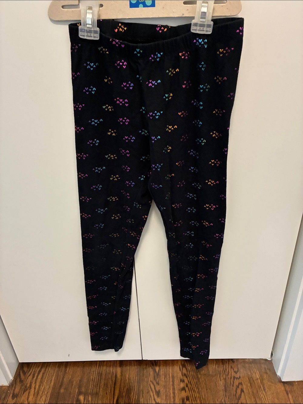 Cat & Jack Girls' Black Rainbow Heart Leggings
